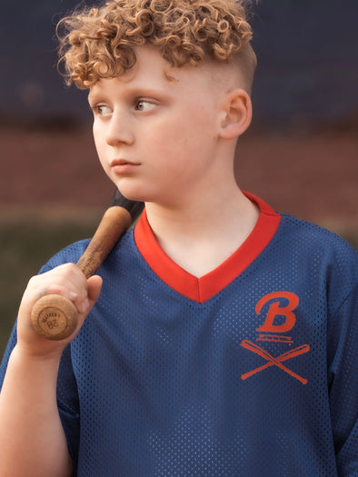 B Bat Red VNeck Jersey