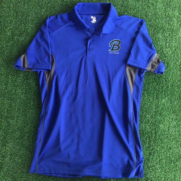 Two Toned B Logo Blue/Grey Short Sleeve Polo