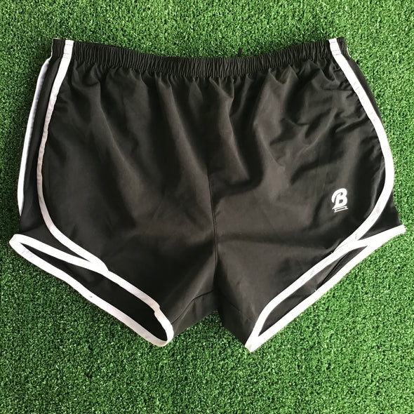 B Logo Embroidered Black Running Shorts